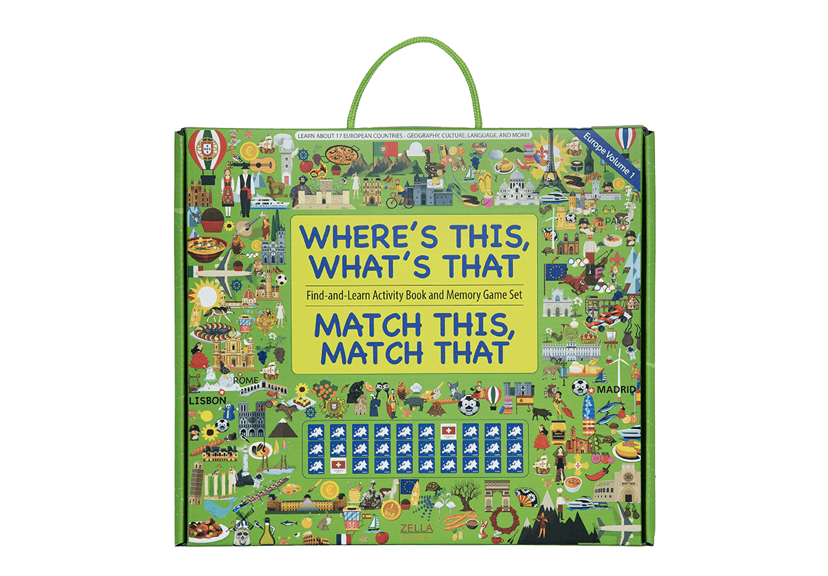 Where’s This, What’s That and Match This, Match That set in its illustrated suitcase-style box